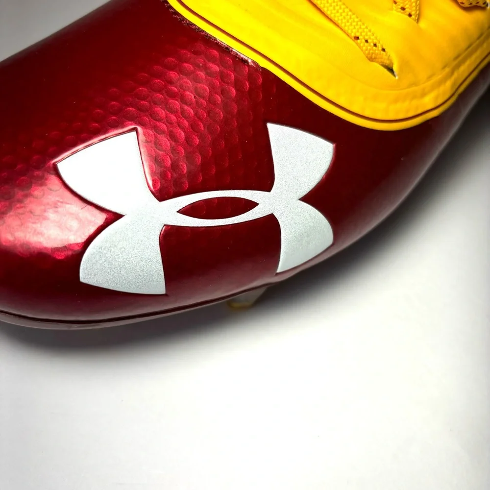 Under Armour Highlight MC Lineman Football Cleats Sz 15 High-Top Red Yellow NEW